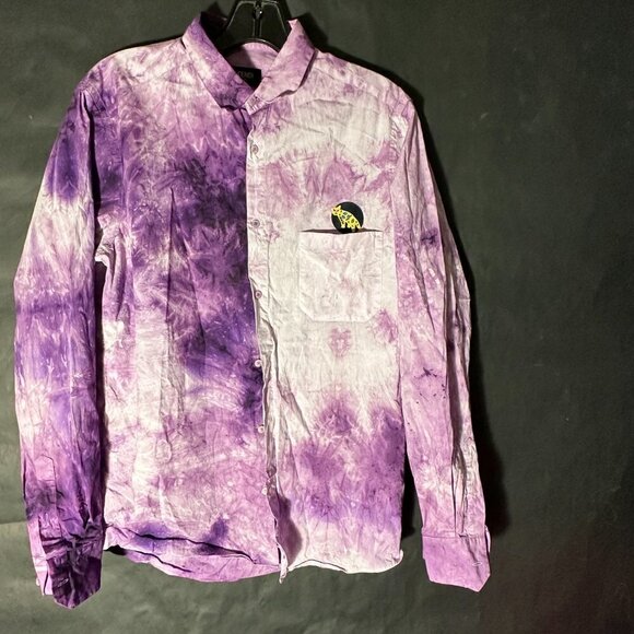 Fendi Purple Shirt Mans Tie Dye Button up Size Small Long Sleeve Cotton Couture